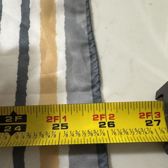 Scarves by Vera Scarf Square 26" Gray White Brown Stripes Geometric - Picture 3 of 4